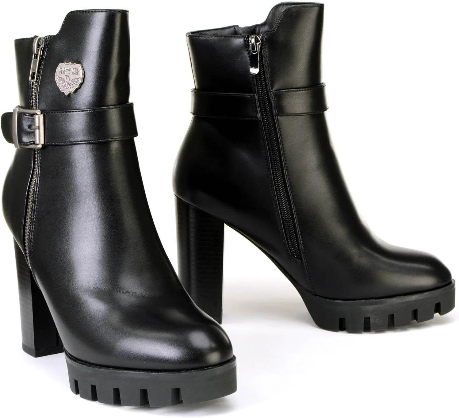 Milwaukee Leather MBL9430 Women's Black Fashion Casual Boots with Side Zipper Entry