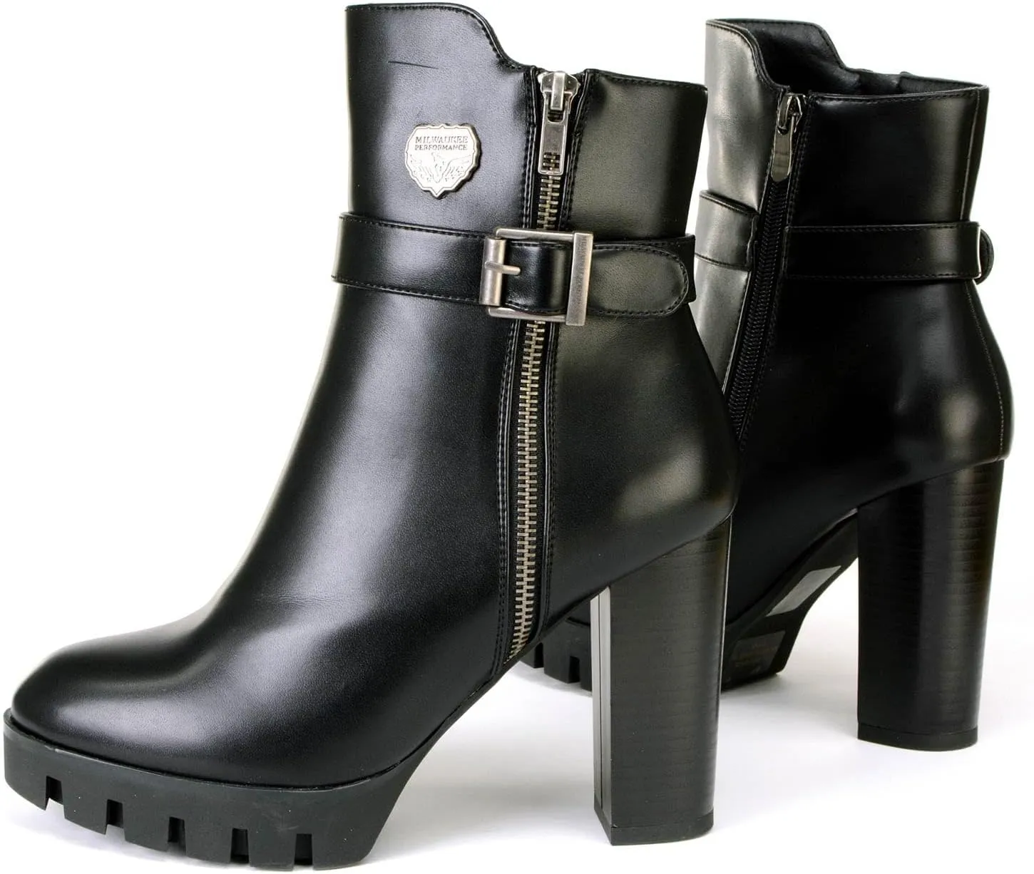 Milwaukee Leather MBL9430 Women's Black Fashion Casual Boots with Side Zipper Entry