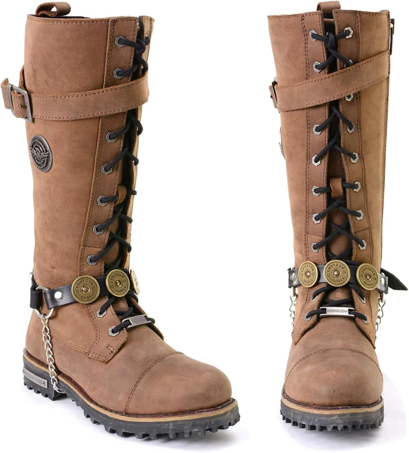 Milwaukee Leather MLA3005 Silver Biker Chain for Motorcycle Boots with 12 Gauge Shell Medallion - MLA3005-CHAIN