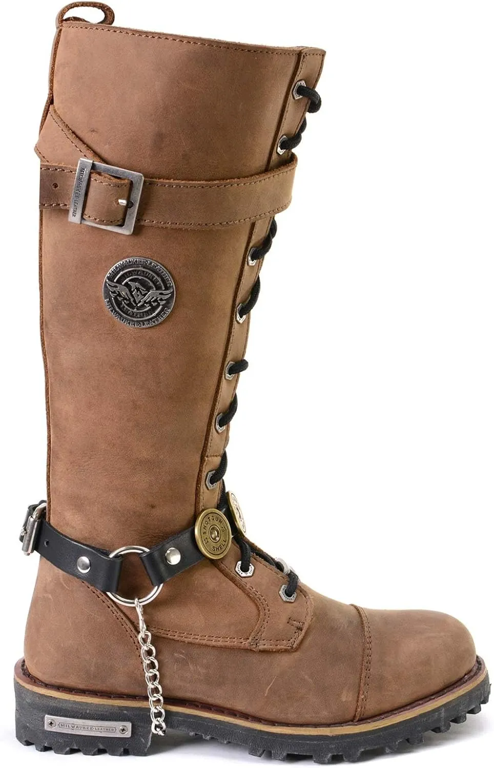 Milwaukee Leather MLA3005 Silver Biker Chain for Motorcycle Boots with 12 Gauge Shell Medallion - MLA3005-CHAIN