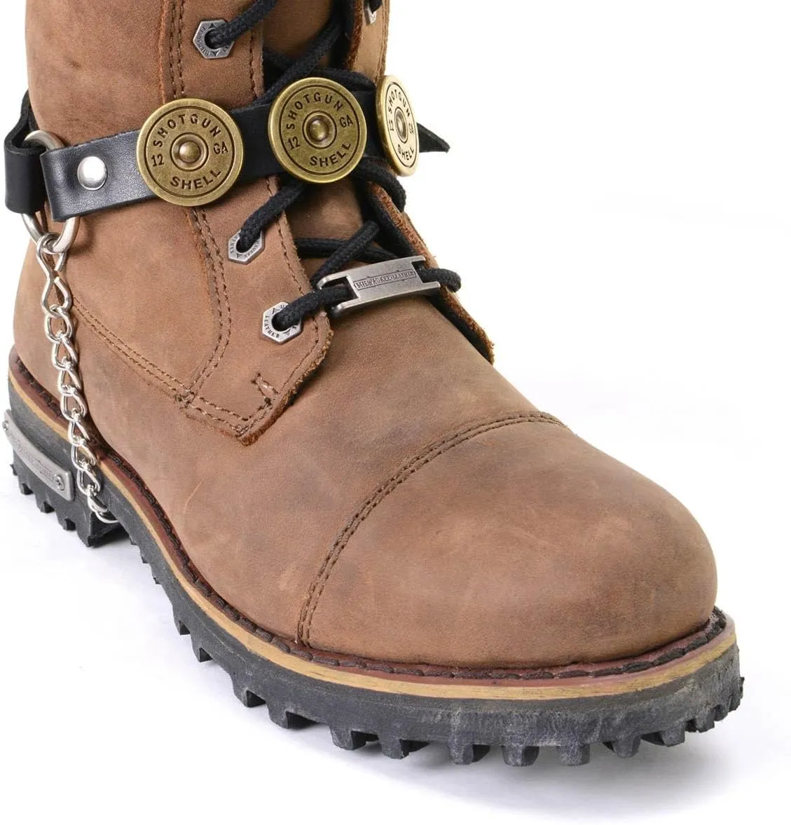 Milwaukee Leather MLA3005 Silver Biker Chain for Motorcycle Boots with 12 Gauge Shell Medallion - MLA3005-CHAIN