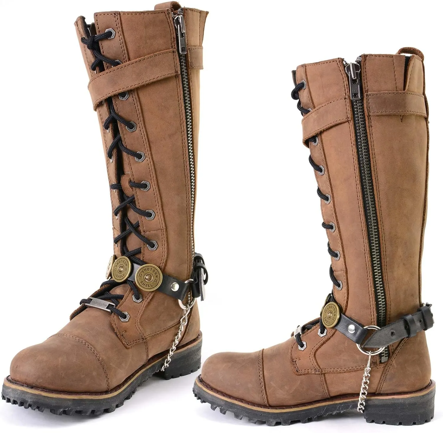 Milwaukee Leather MLA3005 Silver Biker Chain for Motorcycle Boots with 12 Gauge Shell Medallion - MLA3005-CHAIN