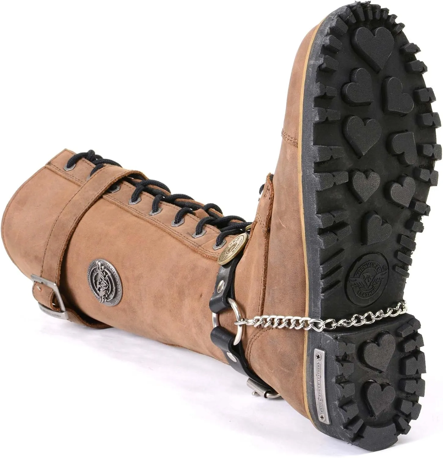 Milwaukee Leather MLA3005 Silver Biker Chain for Motorcycle Boots with 12 Gauge Shell Medallion - MLA3005-CHAIN
