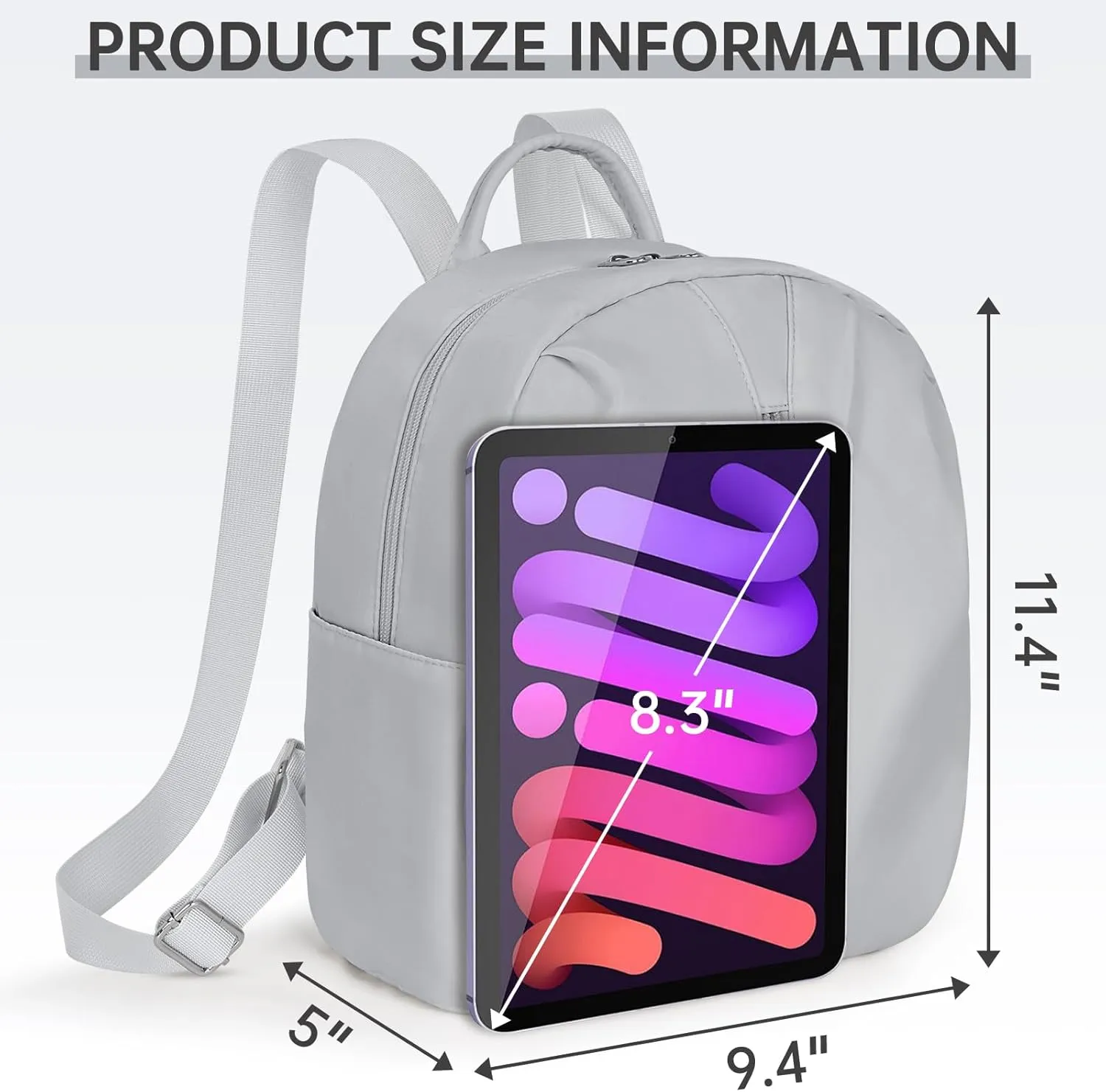 Mini Backpack Purse Small Cute Women Bag Lightweight Daypack for Travel (Grey)