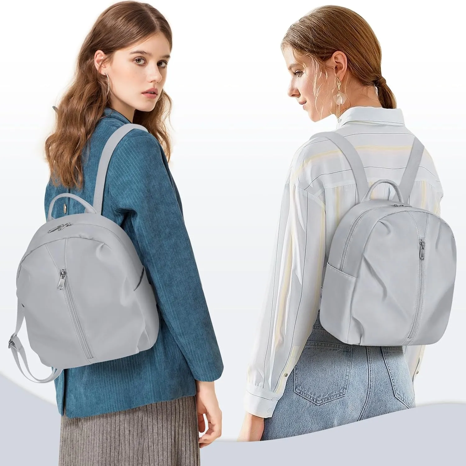 Mini Backpack Purse Small Cute Women Bag Lightweight Daypack for Travel (Grey)