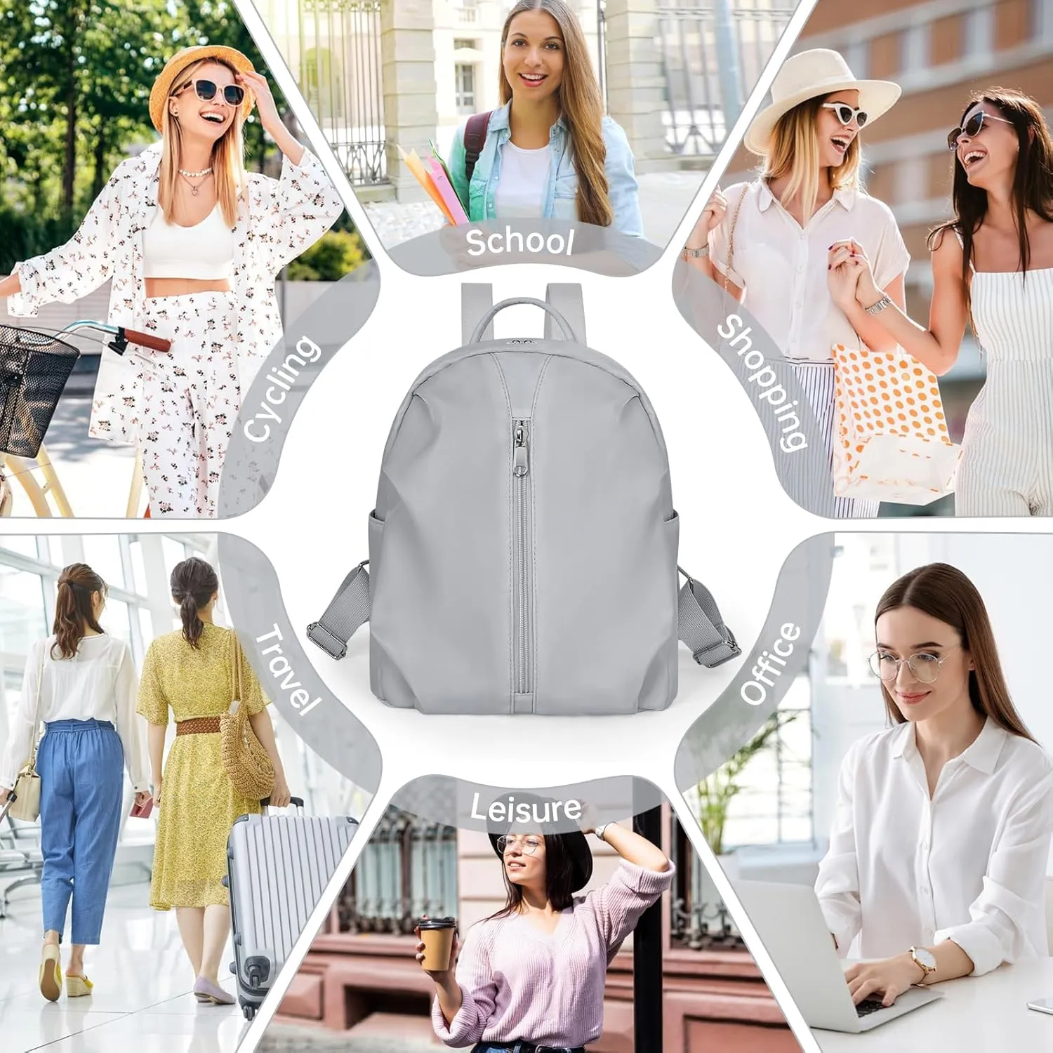Mini Backpack Purse Small Cute Women Bag Lightweight Daypack for Travel (Grey)