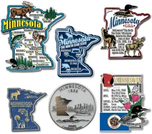 Minnesota Six-Piece State Magnet Set by Classic Magnets, Includes 6 Unique Designs, Collectible Souvenirs Made in The USA