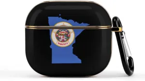 Minnesota State Flag Map PC Hard Case Cover Case Compatible for AirPods 3rd Generation 2021 Protective with Keychain, 6.5x5x2.5cm, style, 202404244