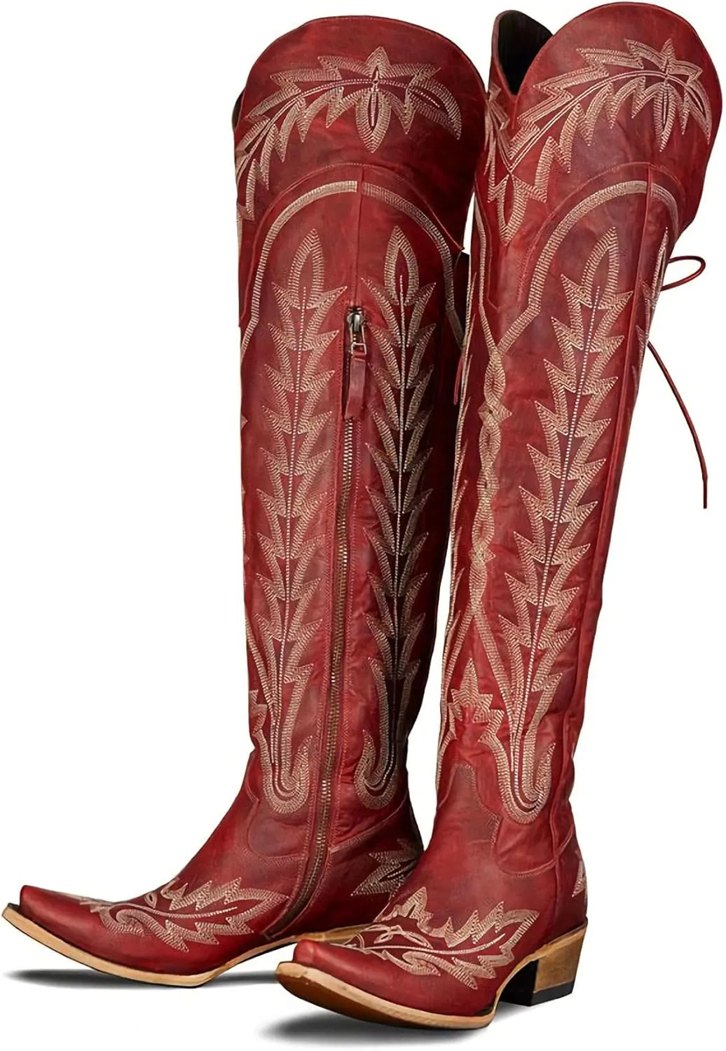 MissHeel Over the Knee Cowboy Boots for Women Adjustable Thigh High Cowgirl Boots