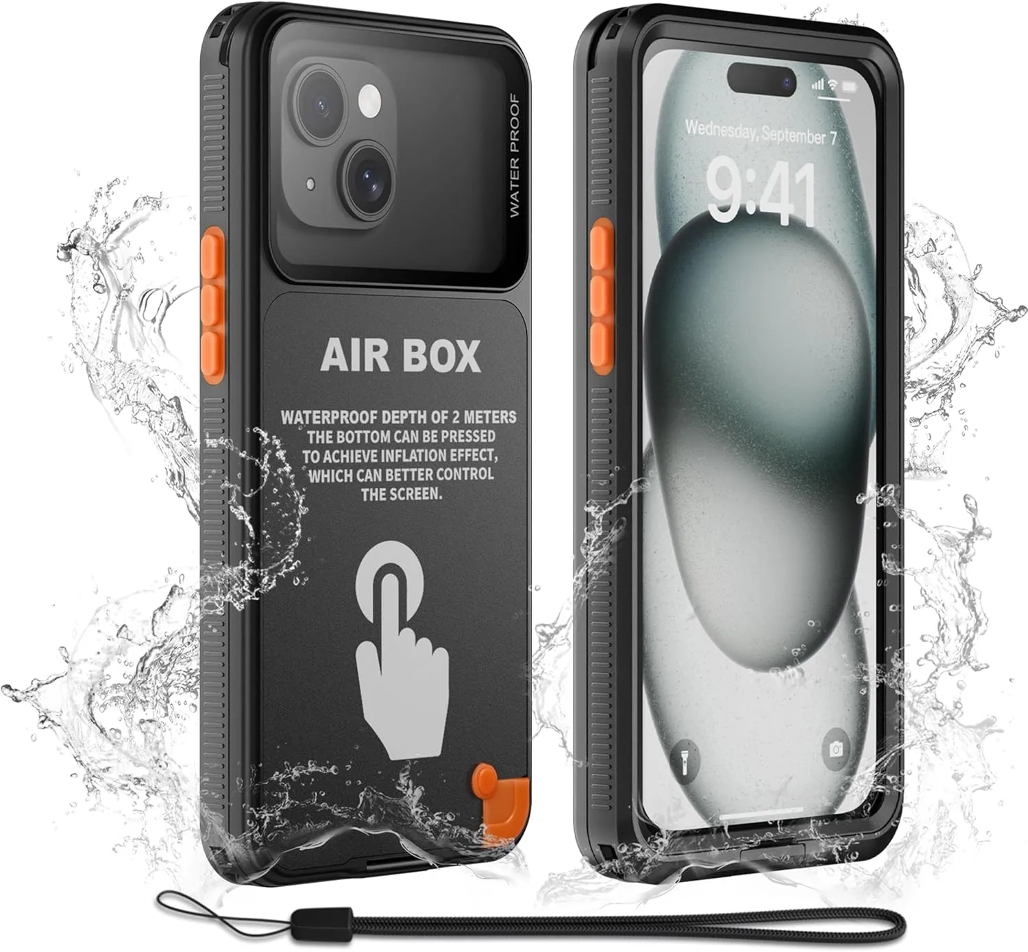 Mitywah Waterproof Case for iPhone, Underwater Snorkeling Diving Phone Case for iPhone 15 14 13 12 /15Pro 14Pro 13Pro 12Pro, HD Underwater Photography Snorkeling Case Travel Essentials Black