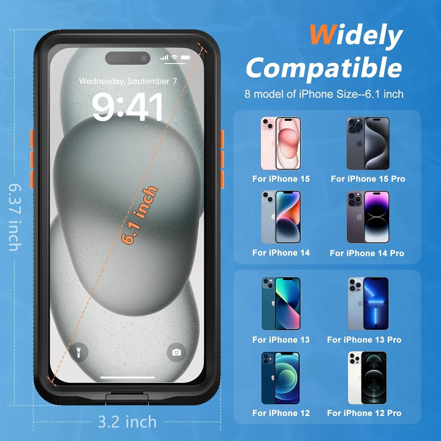 Mitywah Waterproof Case for iPhone, Underwater Snorkeling Diving Phone Case for iPhone 15 14 13 12 /15Pro 14Pro 13Pro 12Pro, HD Underwater Photography Snorkeling Case Travel Essentials Black