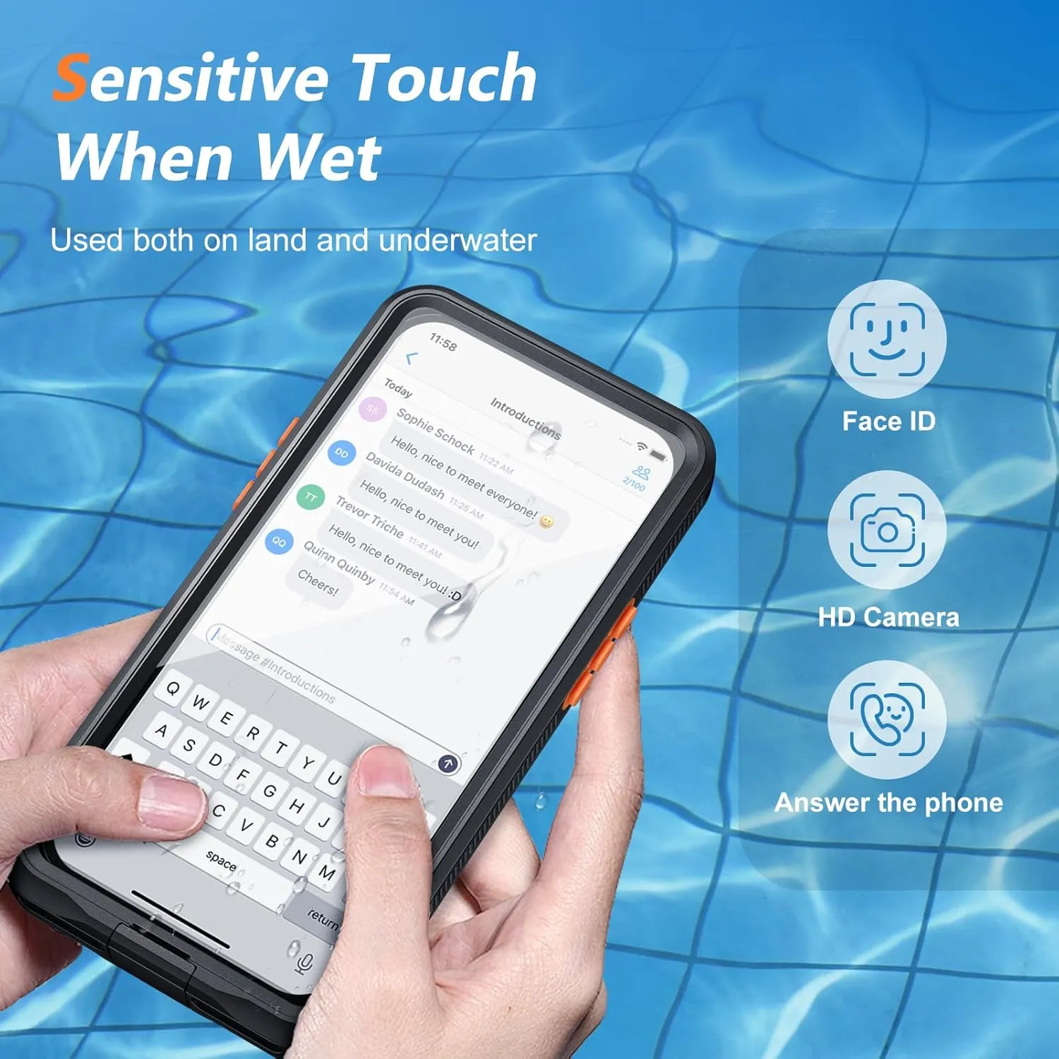 Mitywah Waterproof Case for iPhone, Underwater Snorkeling Diving Phone Case for iPhone 15 14 13 12 /15Pro 14Pro 13Pro 12Pro, HD Underwater Photography Snorkeling Case Travel Essentials Black