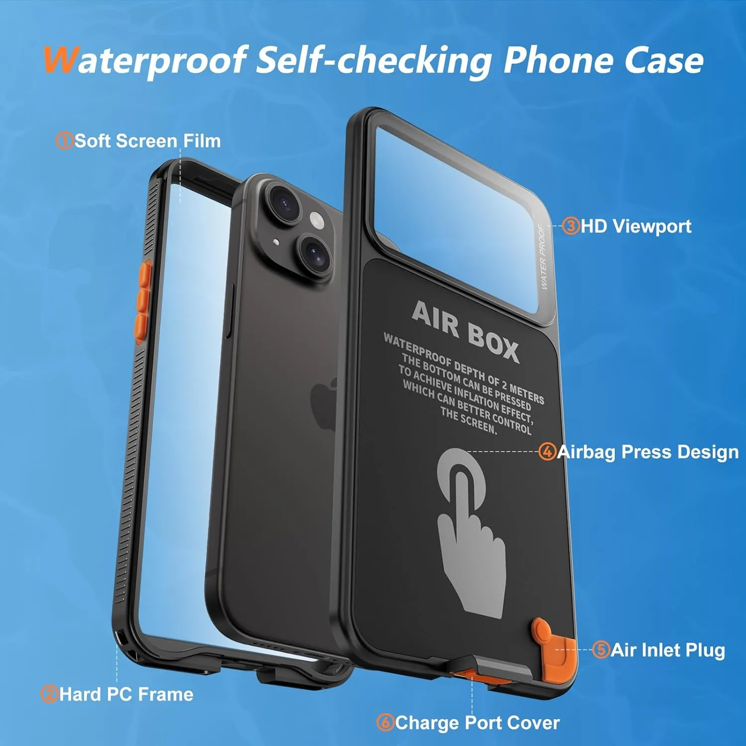 Mitywah Waterproof Case for iPhone, Underwater Snorkeling Diving Phone Case for iPhone 15 14 13 12 /15Pro 14Pro 13Pro 12Pro, HD Underwater Photography Snorkeling Case Travel Essentials Black