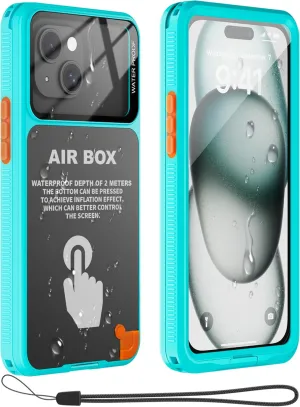 Mitywah Waterproof Case for iPhone, Underwater Snorkeling Diving Phone Case for iPhone 15 14 13 12 /15Pro 14Pro 13Pro 12Pro, HD Underwater Photography Snorkeling Case Travel Essentials Blue Green