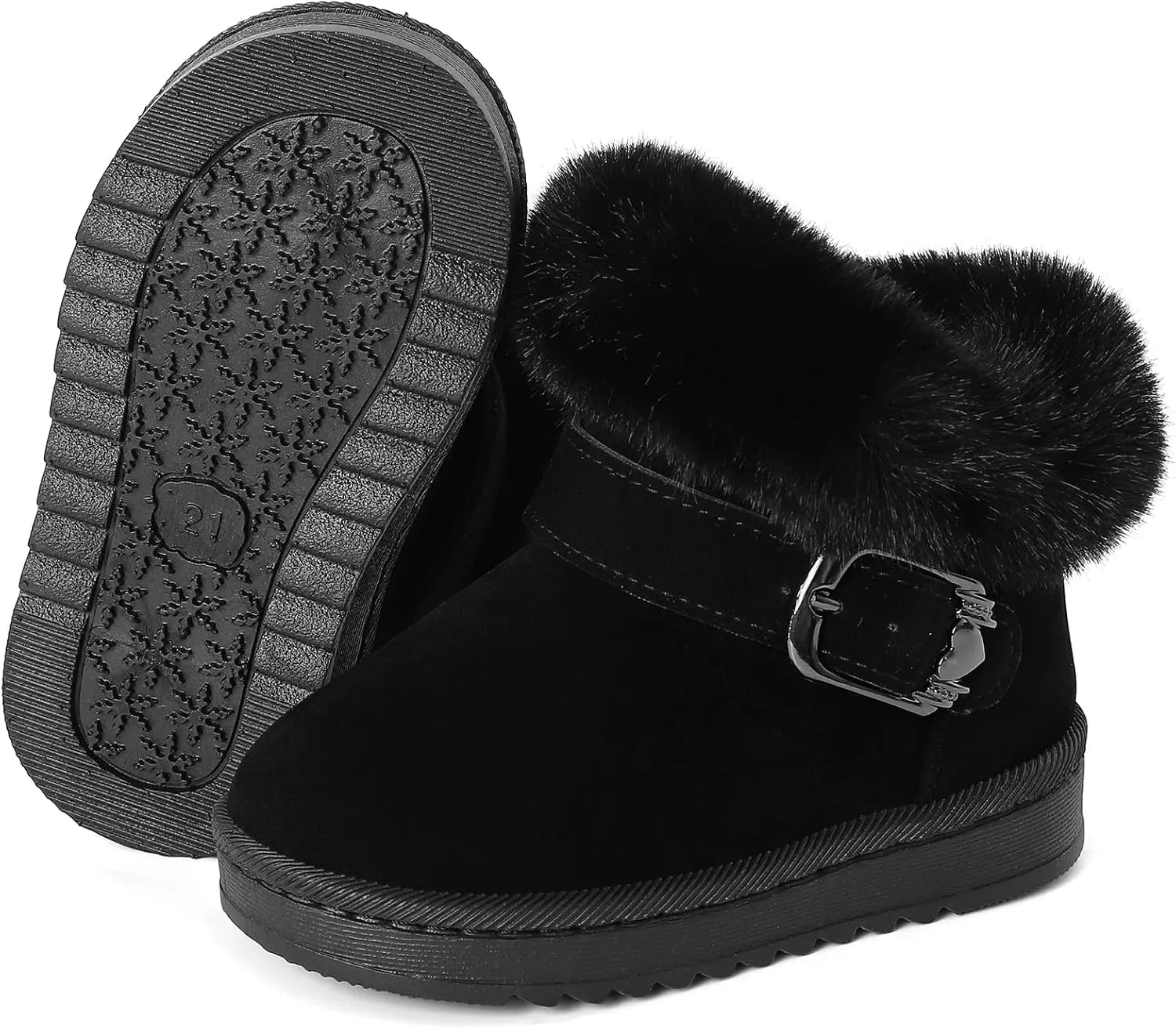 MK MATT KEELY Winter Boots for Toddler Boots for boys Soft Warm Fur Snow Boots For Girl Plush Black Snow Boots