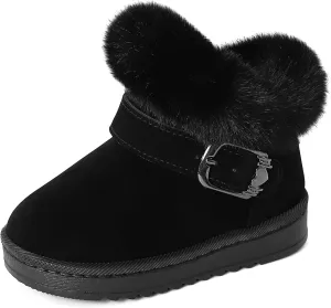 MK MATT KEELY Winter Boots for Toddler Boots for boys Soft Warm Fur Snow Boots For Girl Plush Black Snow Boots