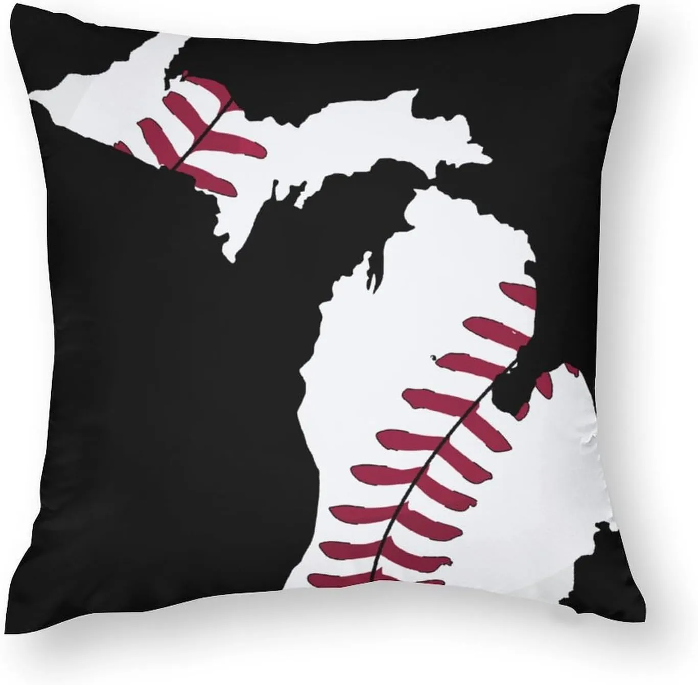 Mochigan Map Baseball Throw Pillow Covers Set of 4 Cushion Case Decorative Square Pillowcase for Couch Living Room Sofa Car