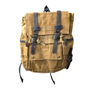 Montana Twist Vintage Waterproof Wax Canvas Outdoor Travel Backpack - Yellow