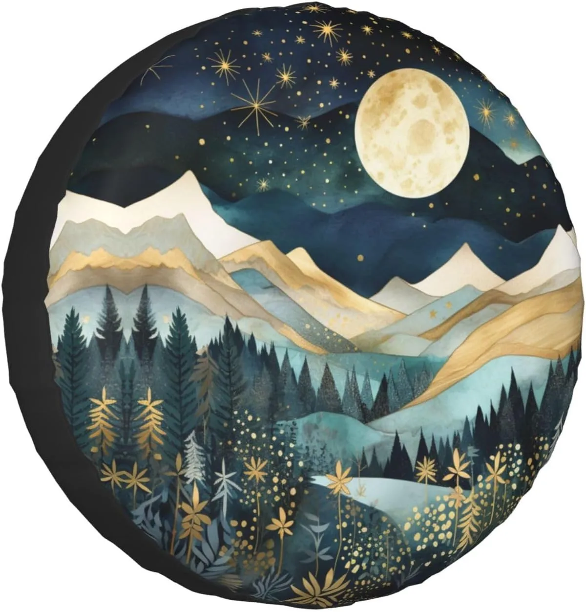 Mountain Natural Scenery Spare Tire Cover Wheel Protectors for Decoration and Weather Protection for Trailers Rv SUV Truck Campervan Travel Trailer 15"