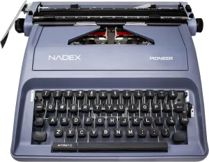 Nadex Pioneer Manual Typewriter, Durable Travel Case Included, Gray