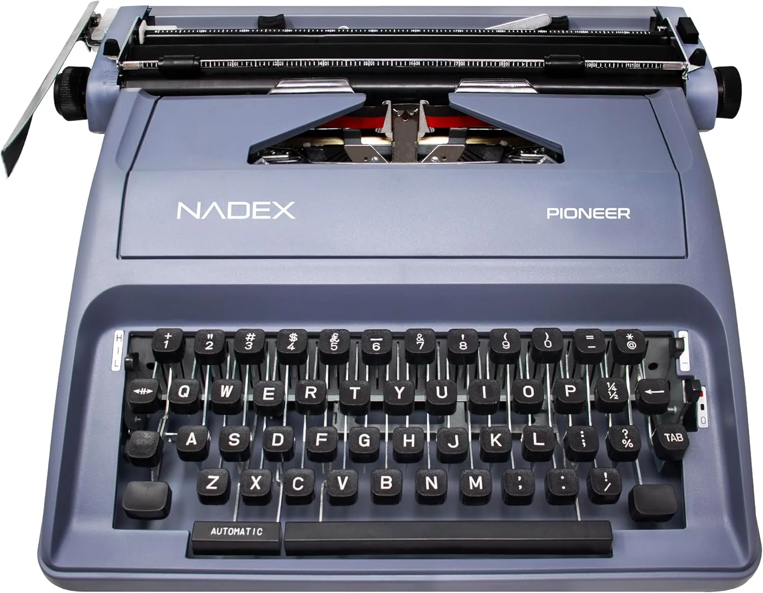 Nadex Pioneer Manual Typewriter, Durable Travel Case Included, Gray