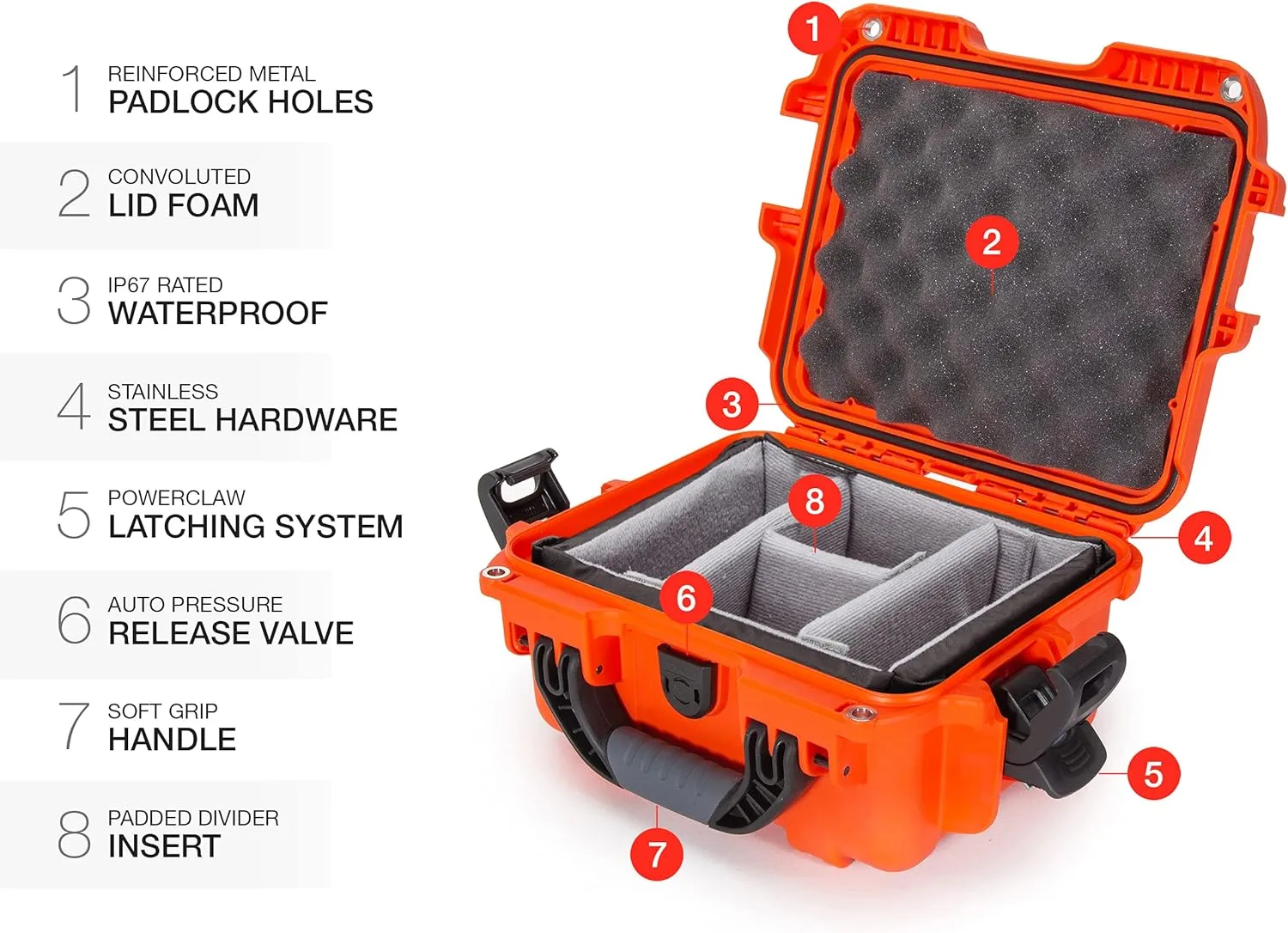 Nanuk 905 Waterproof Hard Case with Padded Dividers - Orange (905-2003)