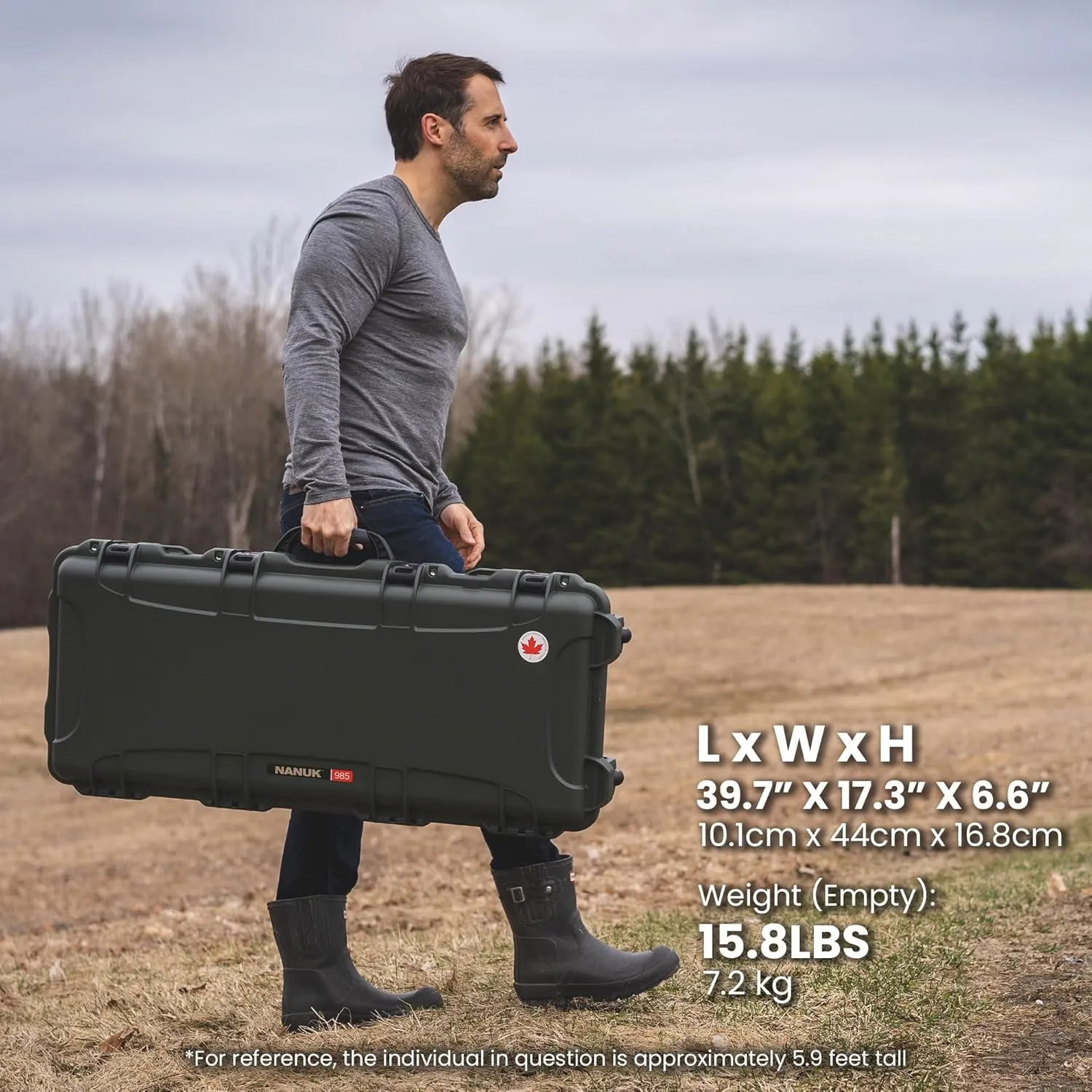 NANUK 985/990 Hard Case 40” and 47" with Wheels & Custom Fit Foam Insert, IP67 Waterproof & Crushproof, Rugged Construction for Ultimate Protection, Made in North America