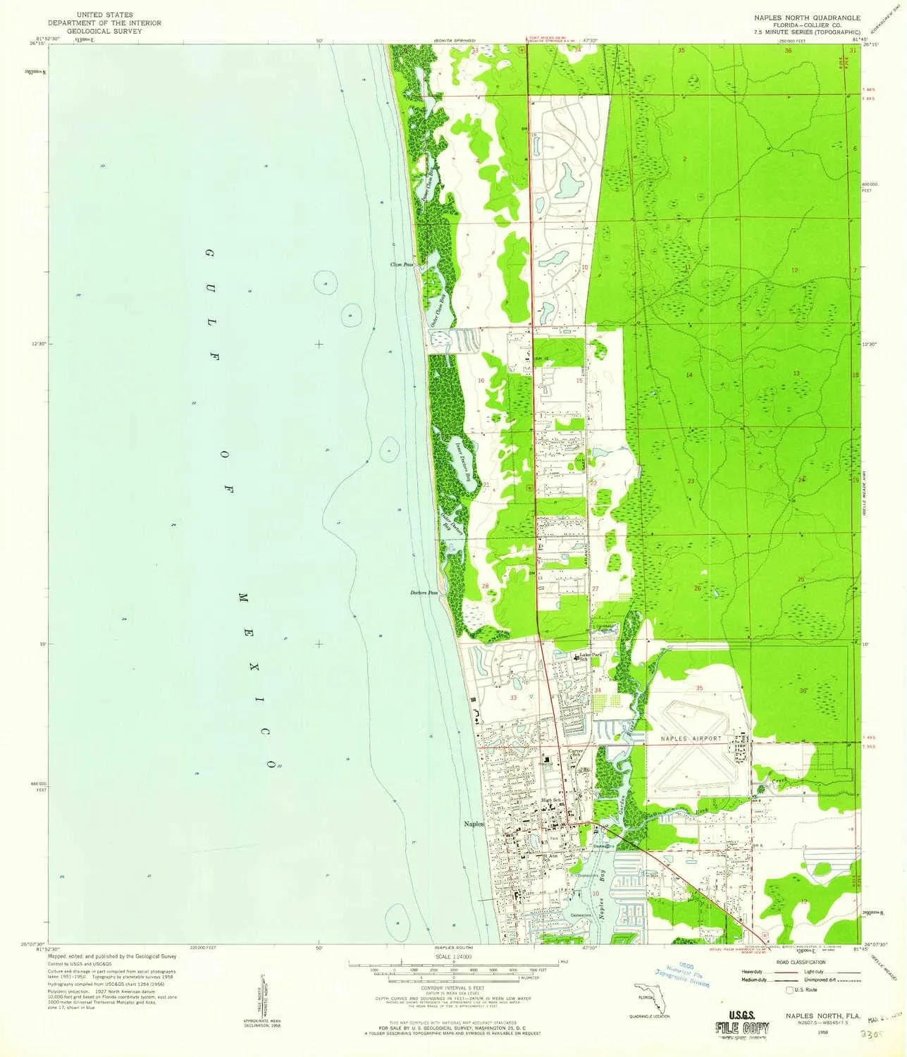Naples North FL topo map, 1:24000 Scale, 7.5 X 7.5 Minute, Historical, 1958, Updated 1959, 26.7 x 22.9 in