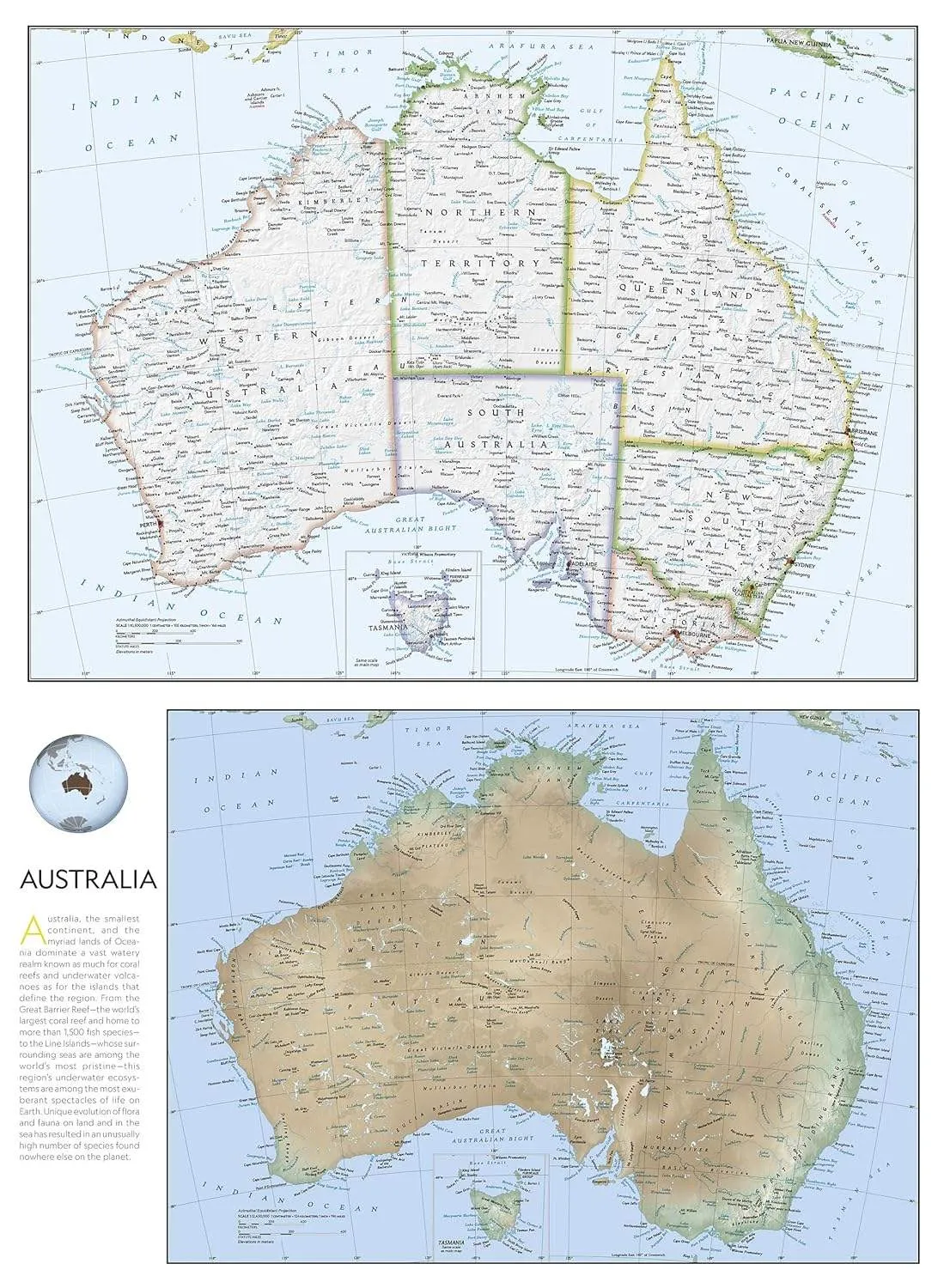 National Geographic Australia and Oceania Flags & Facts Map