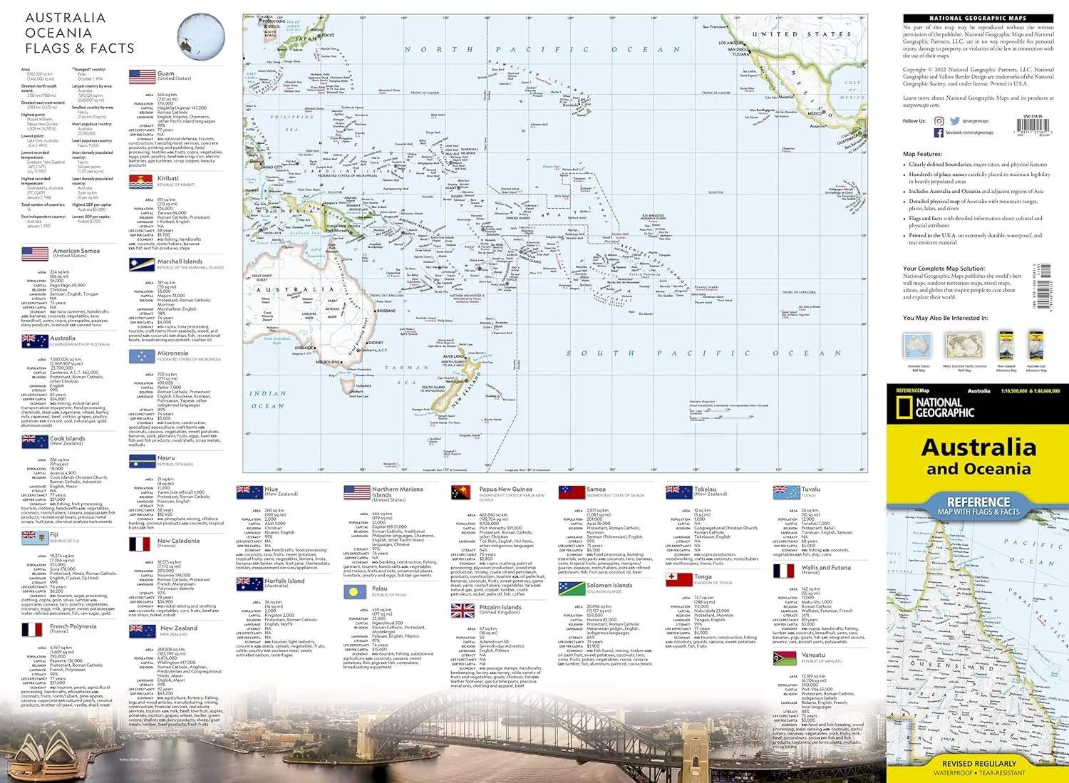 National Geographic Australia and Oceania Flags & Facts Map