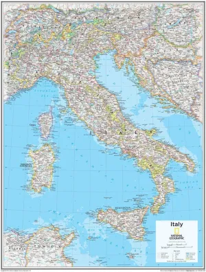 National Geographic: Italy Wall Map - 22 x 28 inches - Laminated