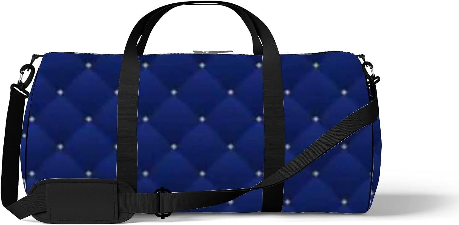 Navy Blue Pattern In Retro Style Sports Bag Tote Bag Waterproof Gym Bag with Shoulder Strap Zipper 2 Side Pockets for Men and Women, Travel and Storage Shoulder Bag.