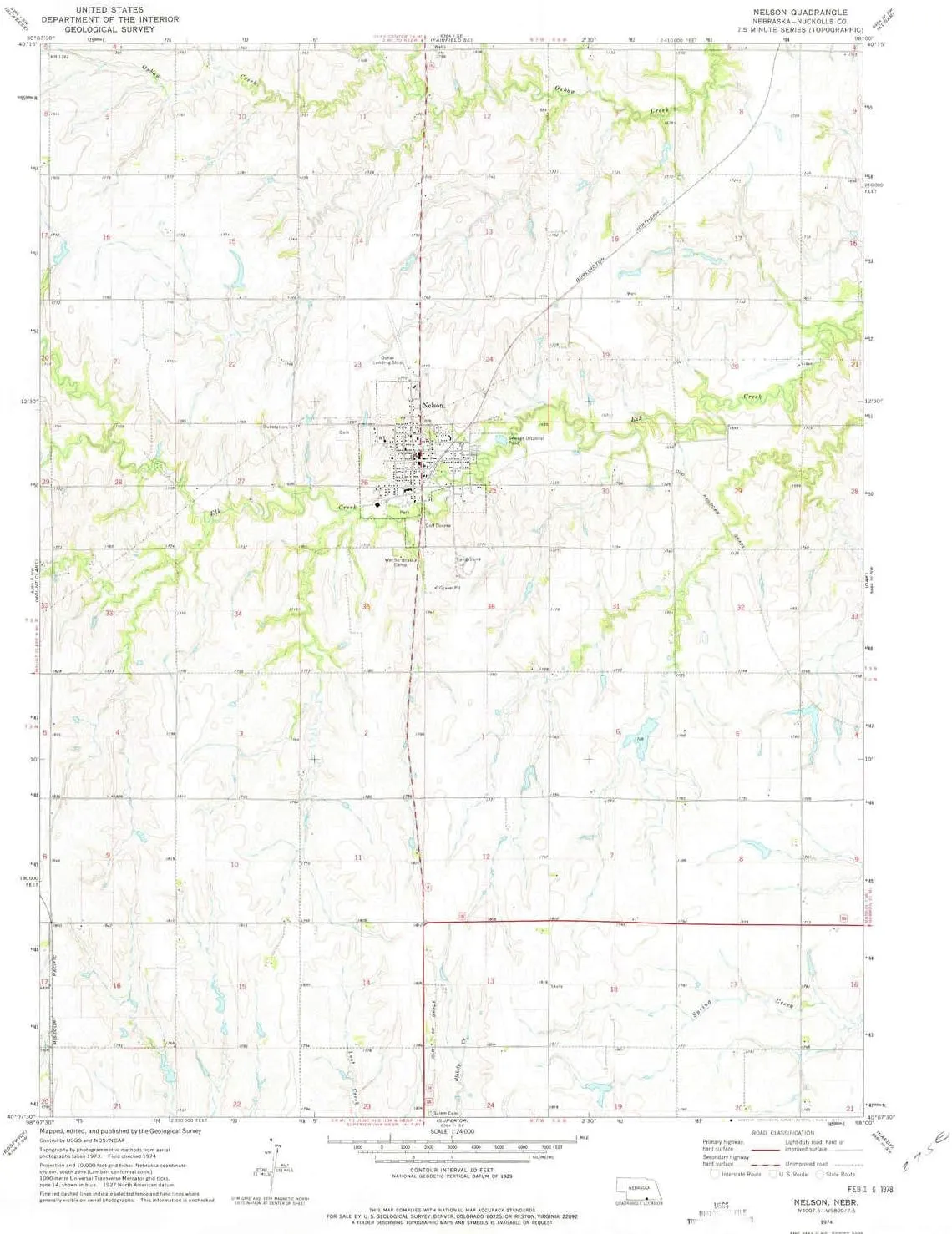 Nelson NE topo map, 1:24000 Scale, 7.5 X 7.5 Minute, Historical, 1974, Updated 1977, 26.6 x 22 in