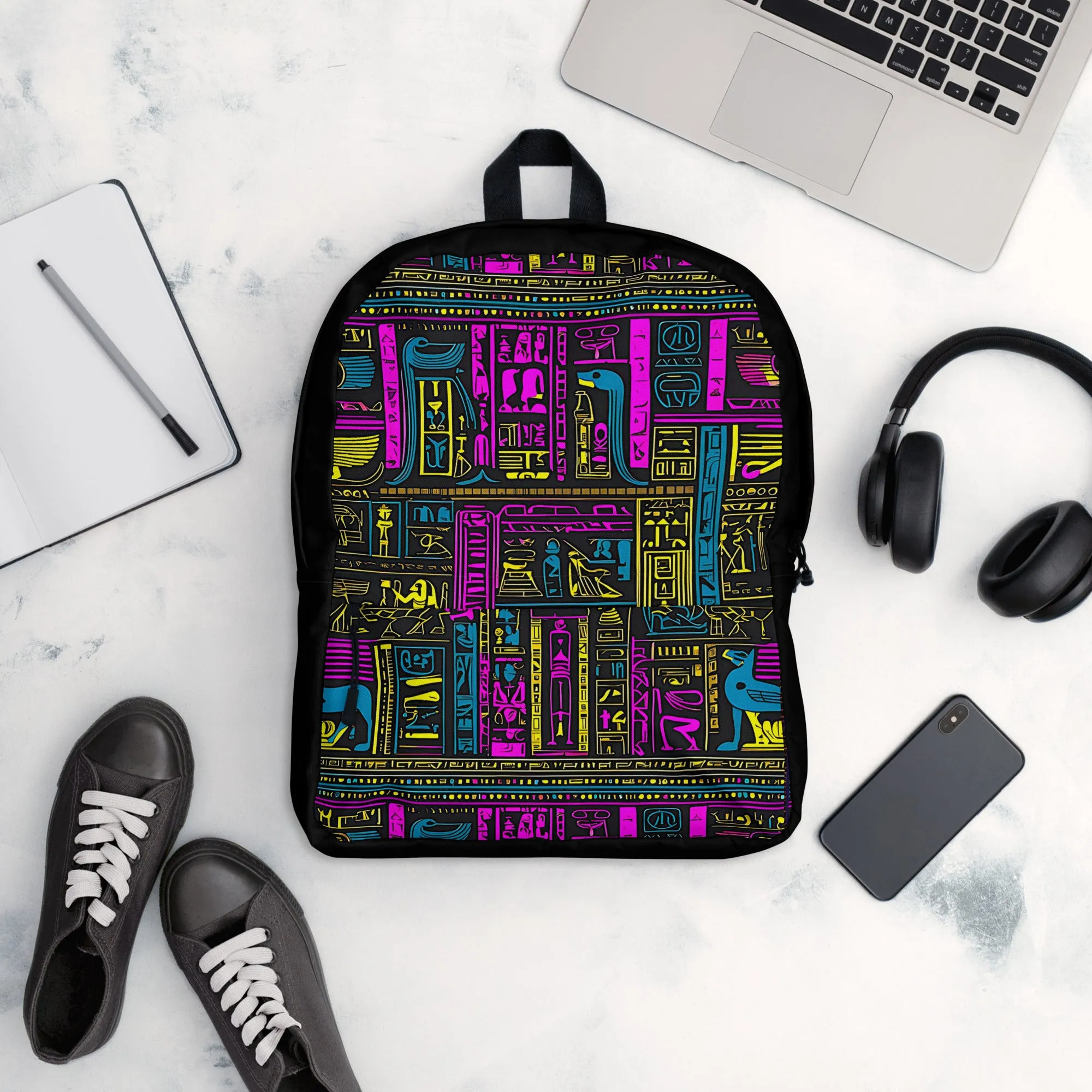 Neon Purple Egyptian Heiroglyph Backpack