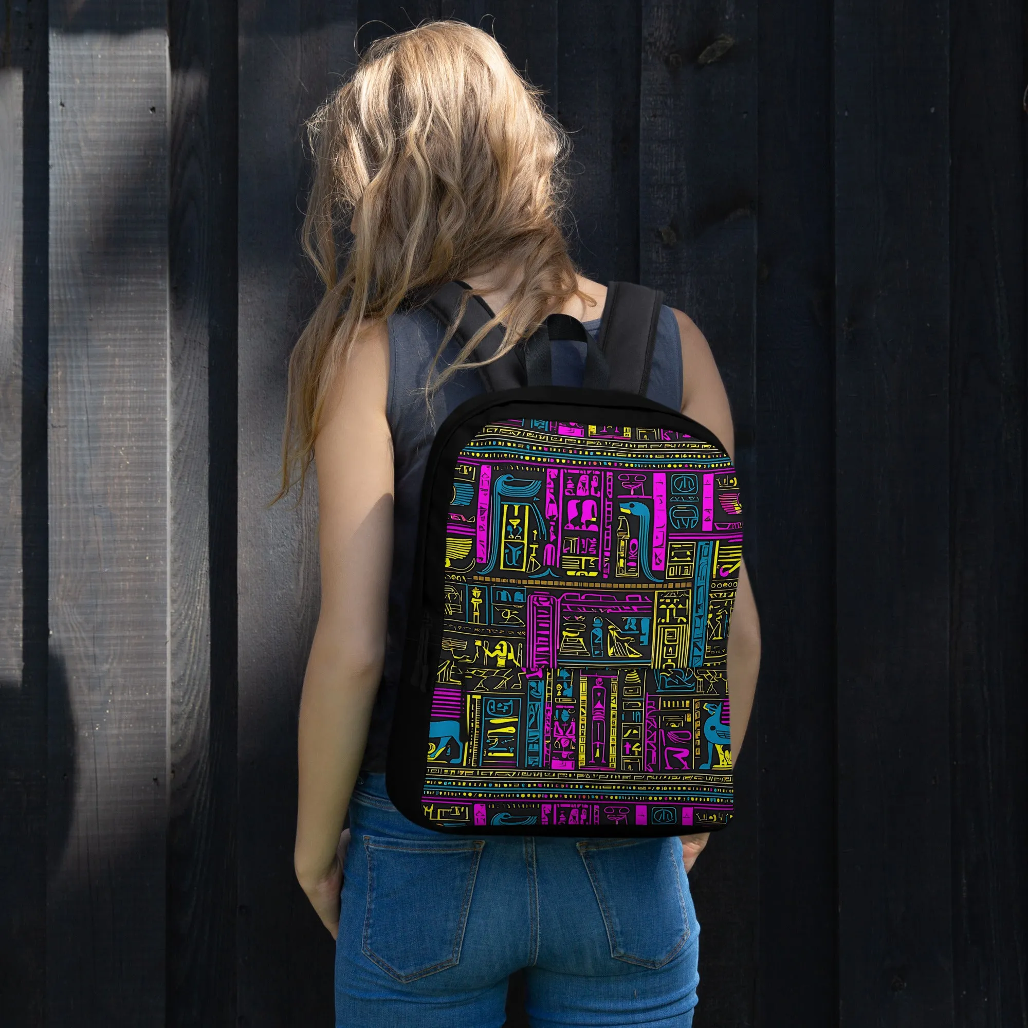 Neon Purple Egyptian Heiroglyph Backpack