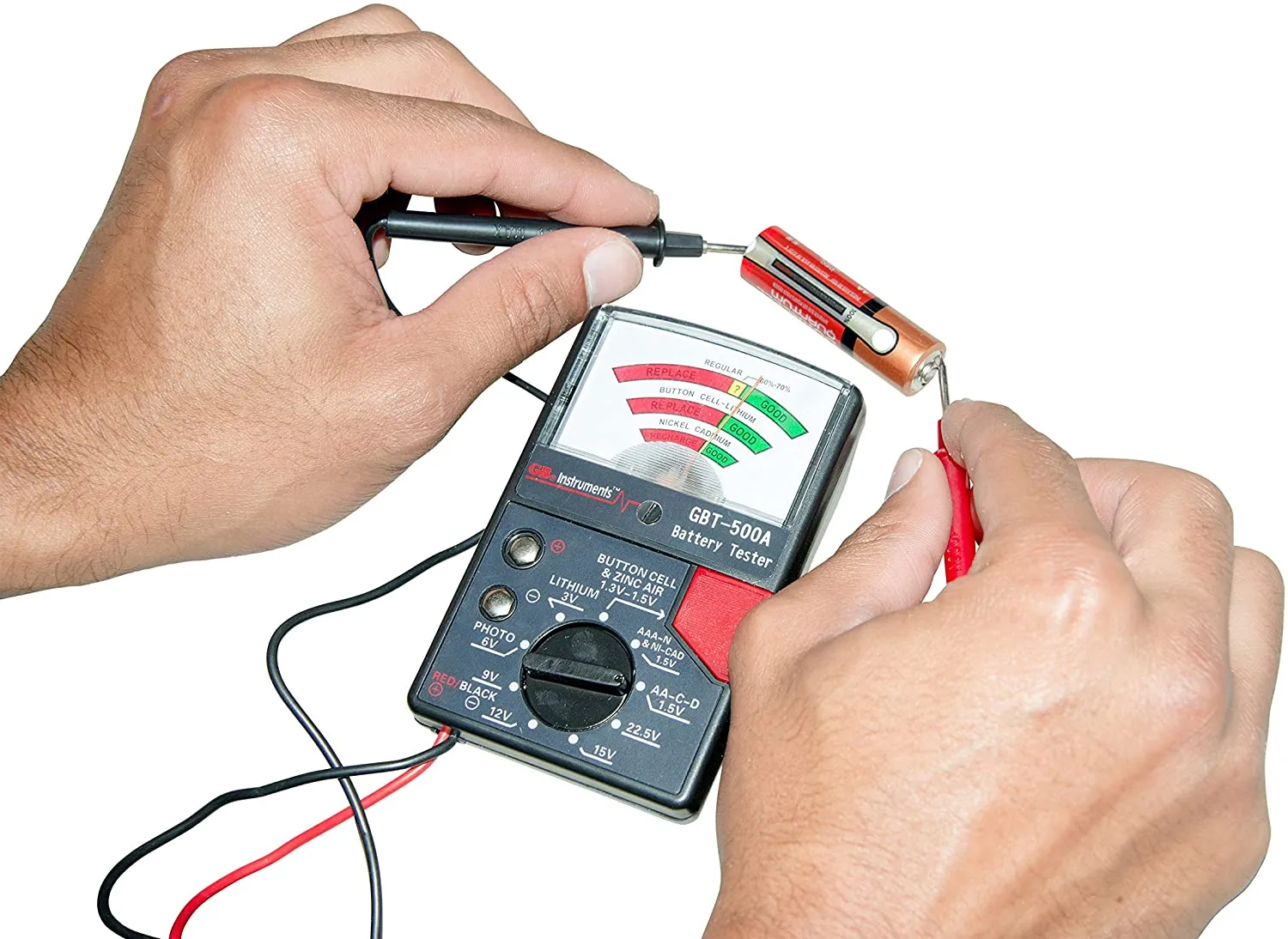 New in package! Gardner Bender GBT-500A Battery Tester for 1.5-Volt Button Cell to 22.5 Photo and Lantern Cells