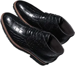 nichangyuyi Casual men's leather boots front lace up breathable mid heel boots men's shoes