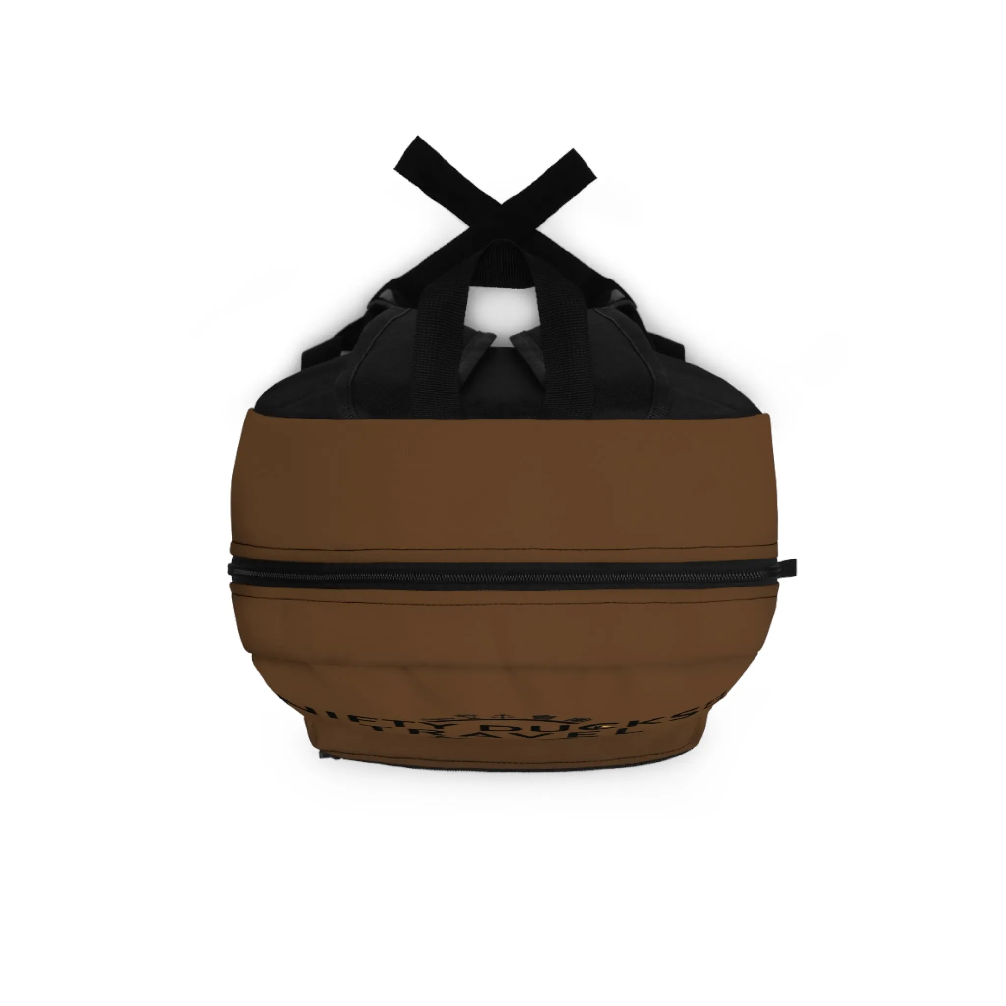 Nifty Ducks Travel Logo Backpack - Travel Bag with Black Duck Design - Brown