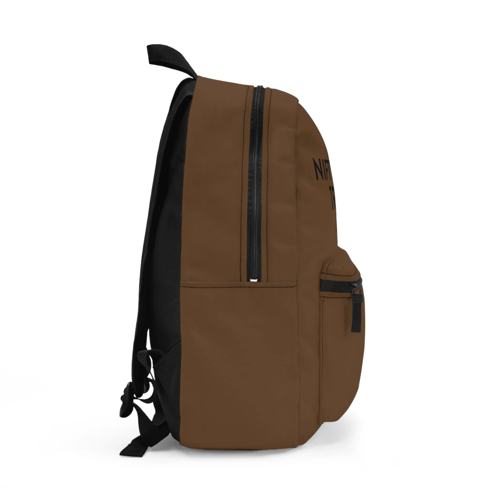 Nifty Ducks Travel Logo Backpack - Travel Bag with Black Duck Design - Brown