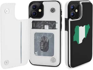 Nigeria Flag Map Flip Leather Case with Card Holder Kickstand Function Compatible for iPhone 12 Series