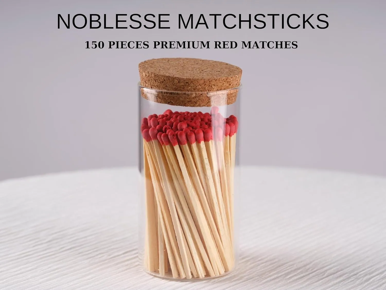 Noblesse Colored Safety Matches | 4-Inch Long Matches in Glass Jar | Perfect for Lighting Candles | 150 Pıeces | 10 Candles And Extra Empty Jar Gıft (RED)