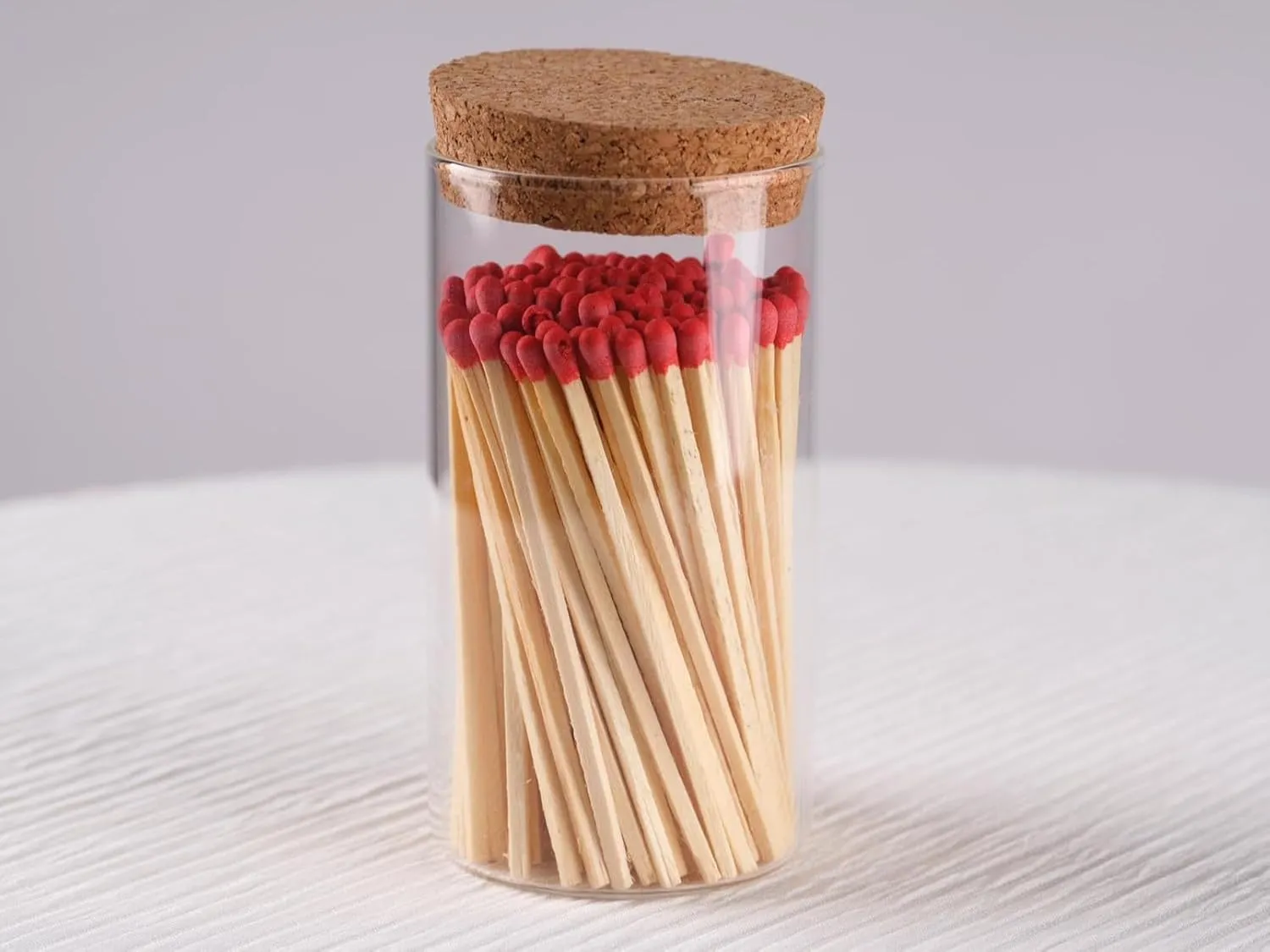 Noblesse Colored Safety Matches | 4-Inch Long Matches in Glass Jar | Perfect for Lighting Candles | 150 Pıeces | 10 Candles And Extra Empty Jar Gıft (RED)