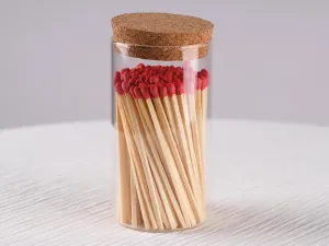 Noblesse Colored Safety Matches | 4-Inch Long Matches in Glass Jar | Perfect for Lighting Candles | 150 Pıeces | 10 Candles And Extra Empty Jar Gıft (RED)