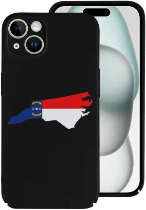 North Carolina State Flag Map Shockproof Scratch PC Phone Cover Compatible with iPhone 15 Plus Pro Pro Max Slim Case