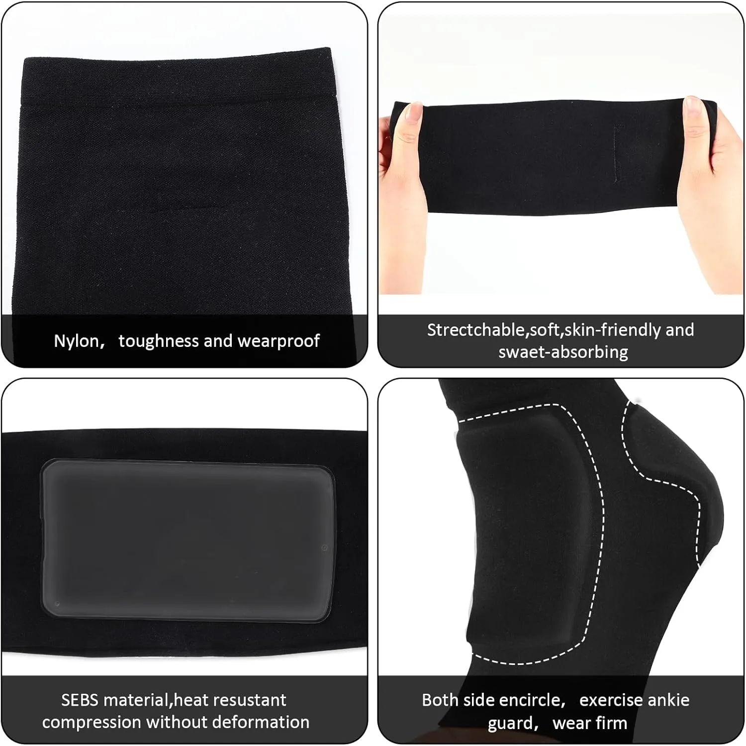Nuanchu 2 Pairs Padded Skate Socks Ice Skating Protection Socks Lace Bite Gel Pads Ankle Malleolar Sleeves Protection Guards for Front Foot Shin Achilles Tendon Heel