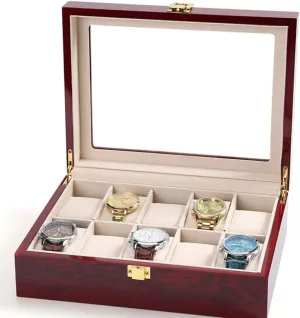 Organizer Case Solid Wood Watch Box, Watch Case for Men 5 Slots Wood Storage Watch Case Organizer with Display Top Exquisite and Durable/a (B)