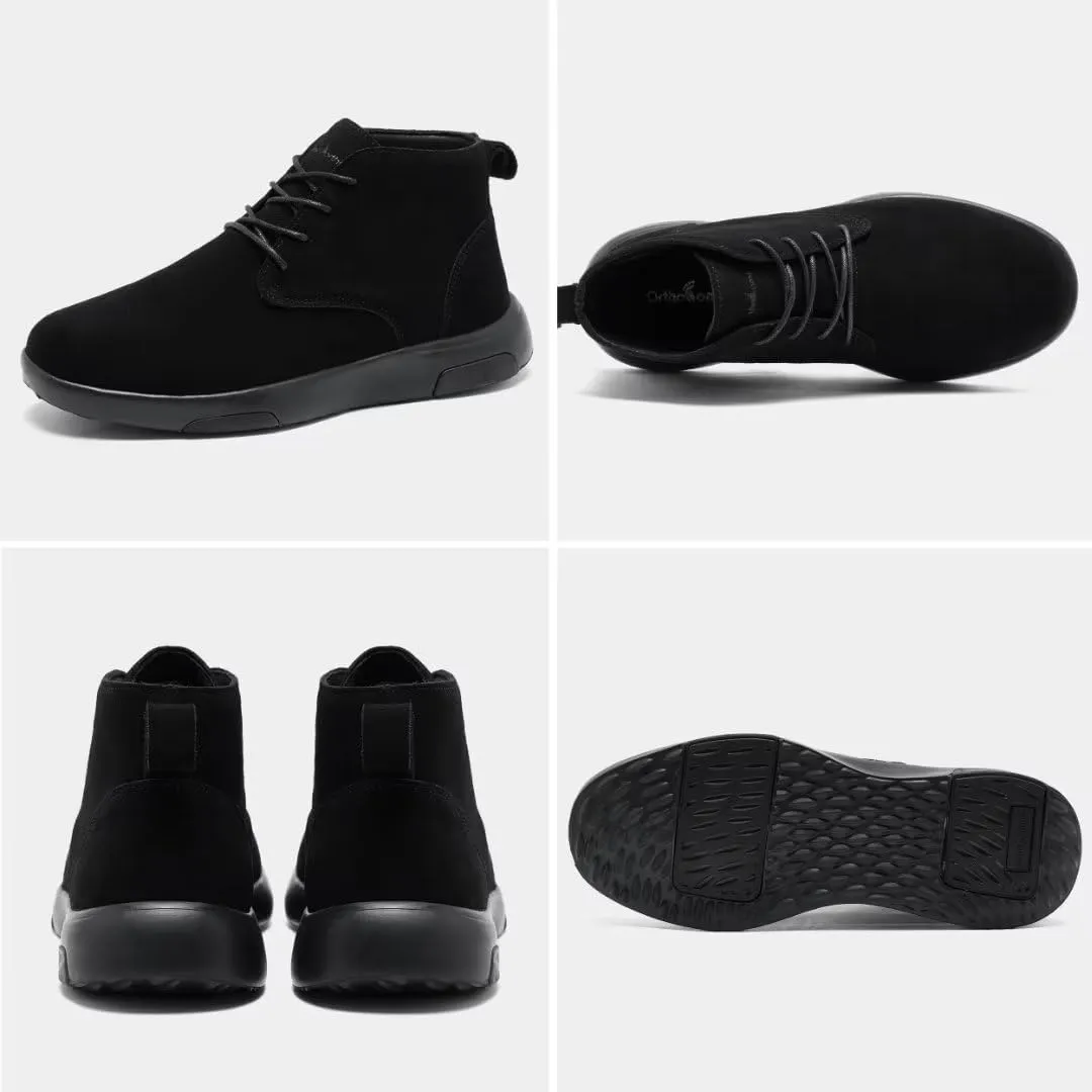 OrthoComfoot Men's Orthopedic Ankle Boots Walking Shoes: Arch Support Leather Dress Oxfords for Plantar Fasciitis, Comfortable Orthotic Fashion Sneakers for Foot Heel Pain Relief