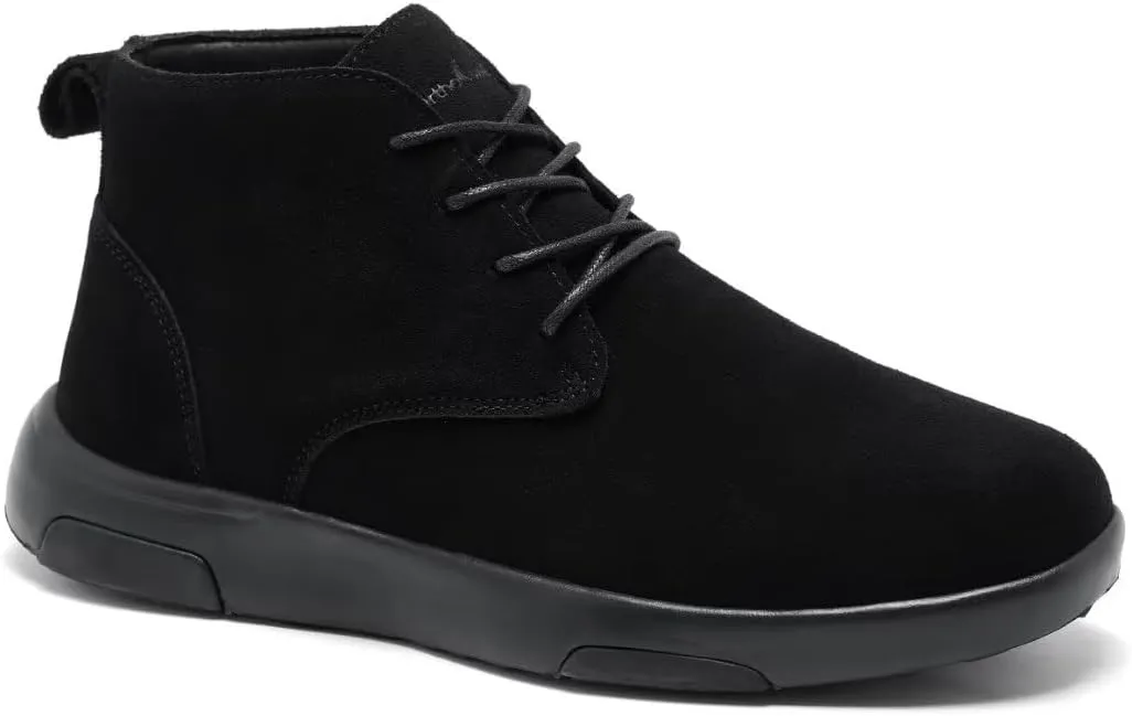 OrthoComfoot Men's Orthopedic Ankle Boots Walking Shoes: Arch Support Leather Dress Oxfords for Plantar Fasciitis, Comfortable Orthotic Fashion Sneakers for Foot Heel Pain Relief