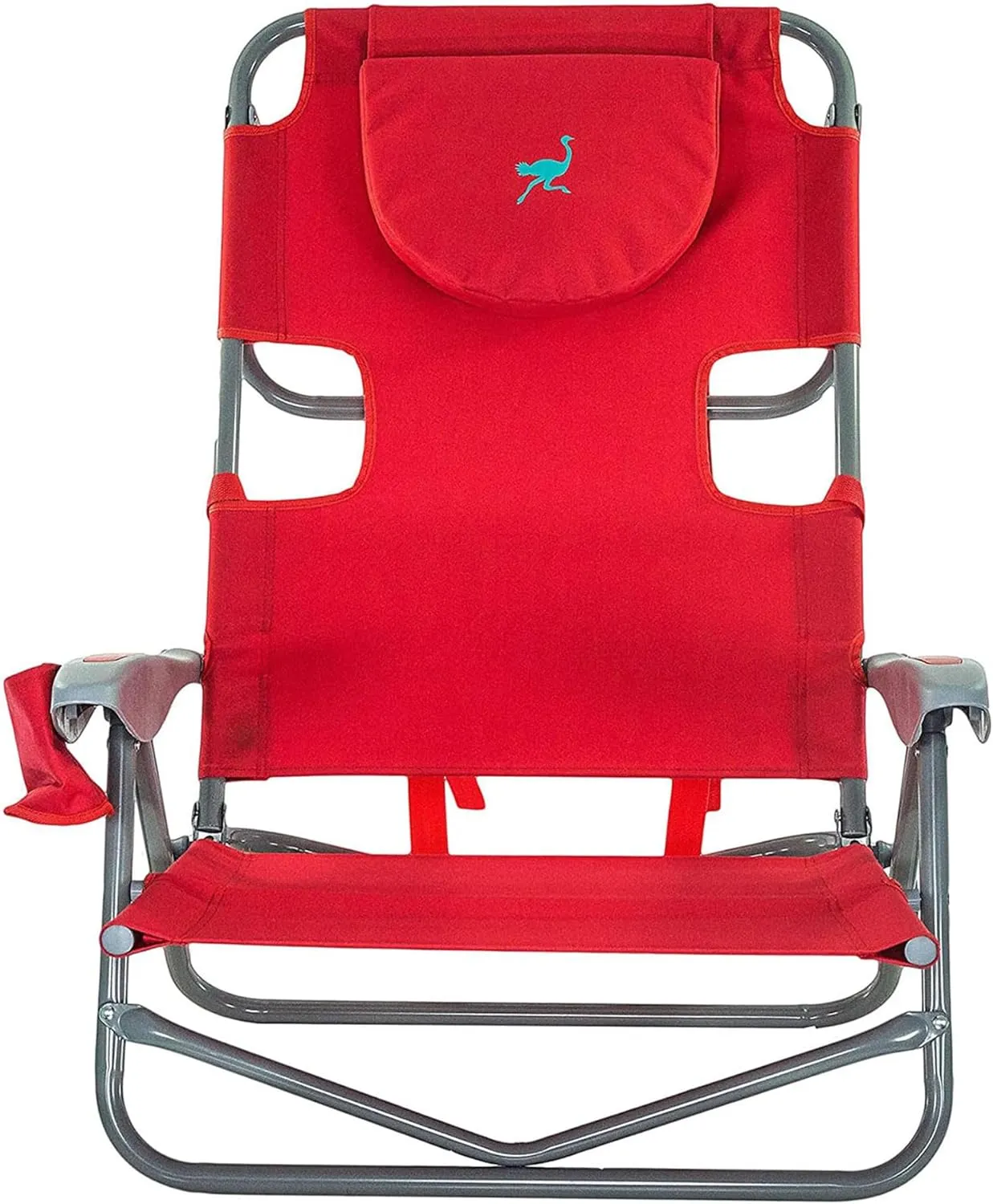Ostrich On-Your-Back Portable 9.6-Pound Folding Reclining Outdoor Camping Lawn Chair with 5 Adjustable Positions, Red (4 Pack)