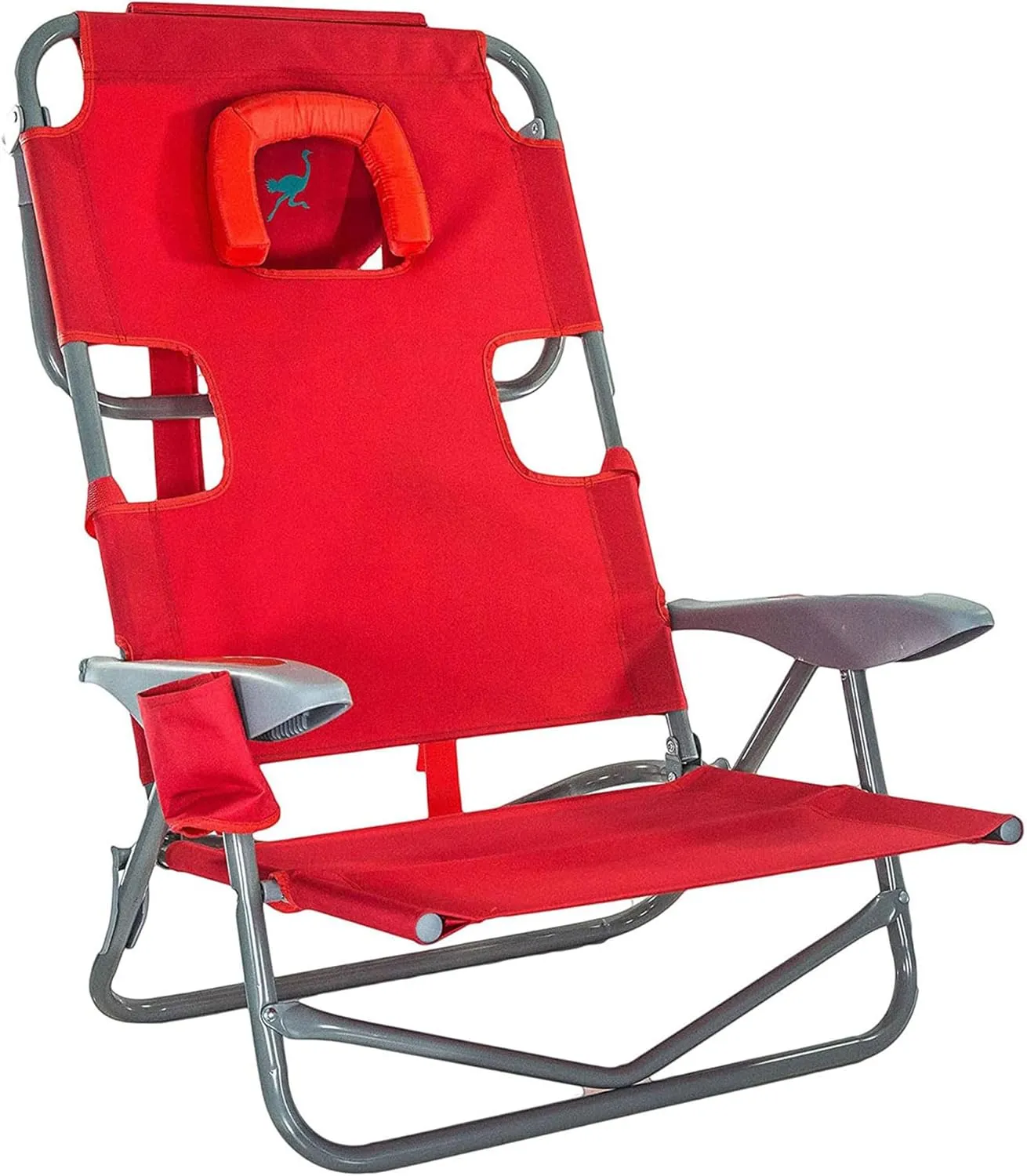 Ostrich On-Your-Back Portable 9.6-Pound Folding Reclining Outdoor Camping Lawn Chair with 5 Adjustable Positions, Red (4 Pack)